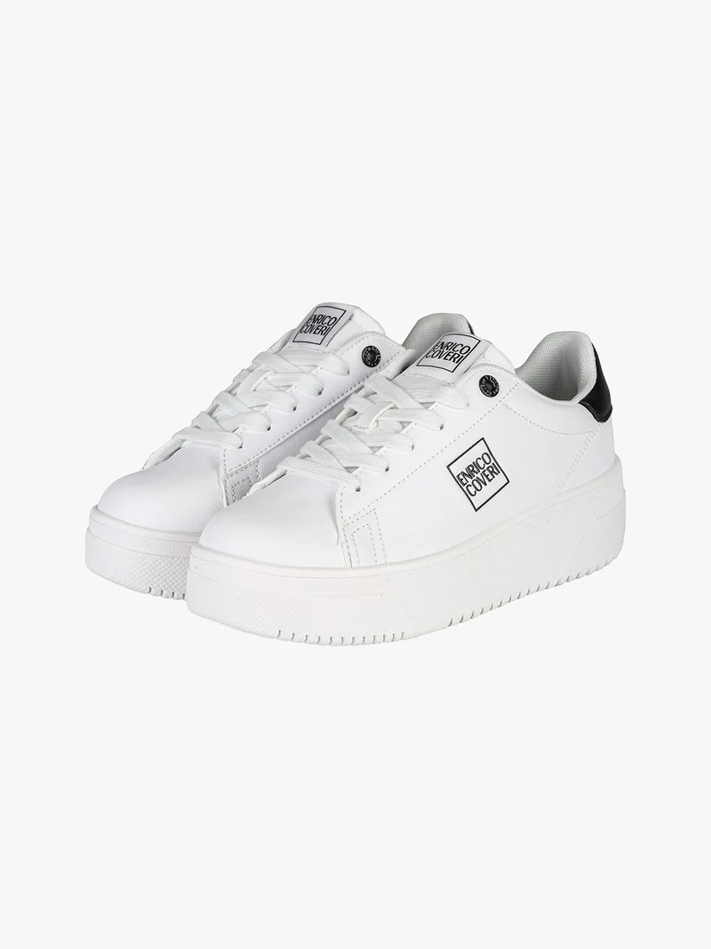 Sneakers stringate da donna con platform - bianco