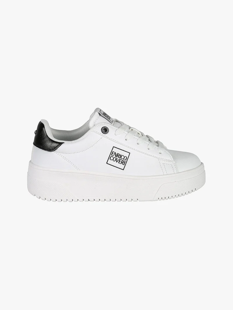 Sneakers stringate da donna con platform - bianco
