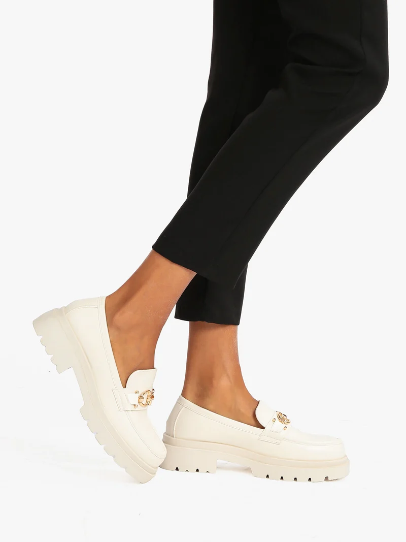 Mocassini donna con platform - beige