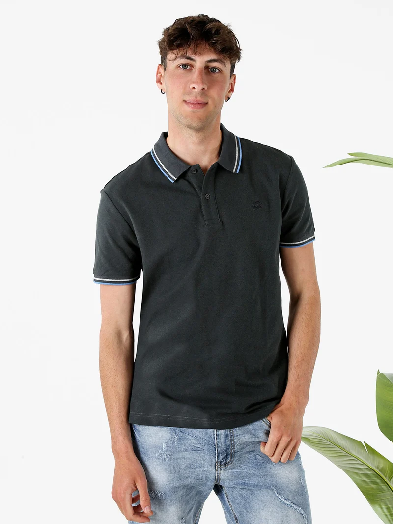 Polo da uomo in cotone a maniche corte - grigio scuro