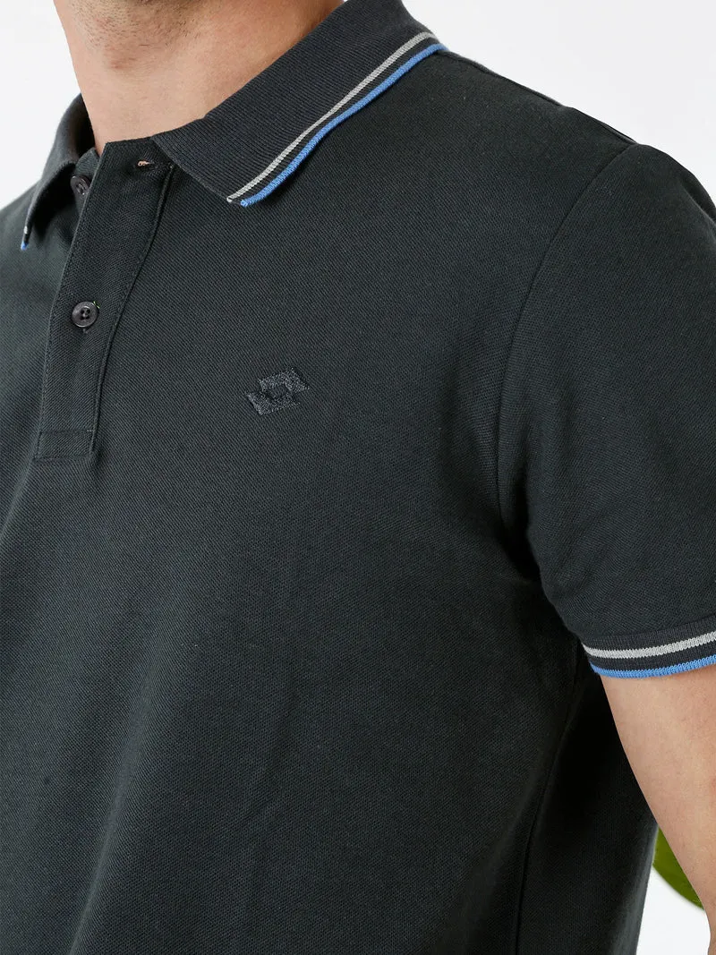 Polo da uomo in cotone a maniche corte - grigio scuro