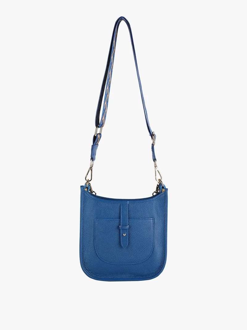 Borsetta in pelle con catena da donna - bluette