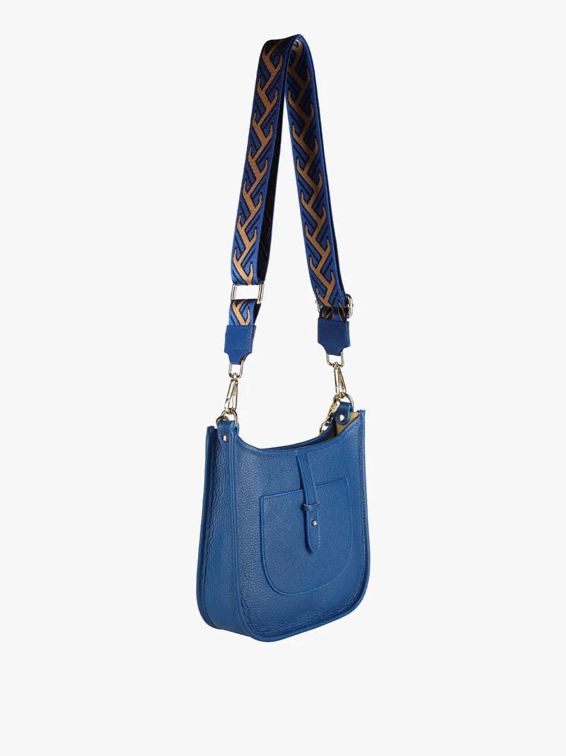 Borsetta in pelle con catena da donna - bluette