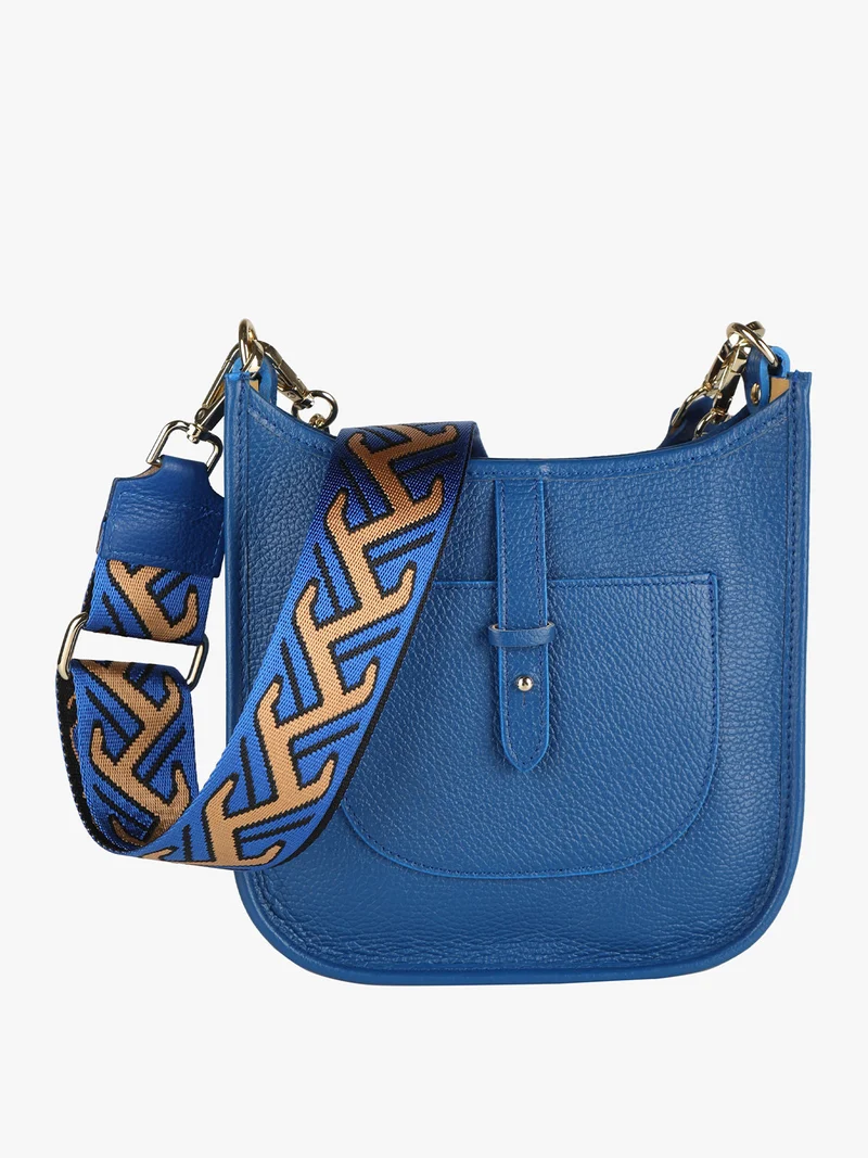 Borsetta in pelle con catena da donna - bluette