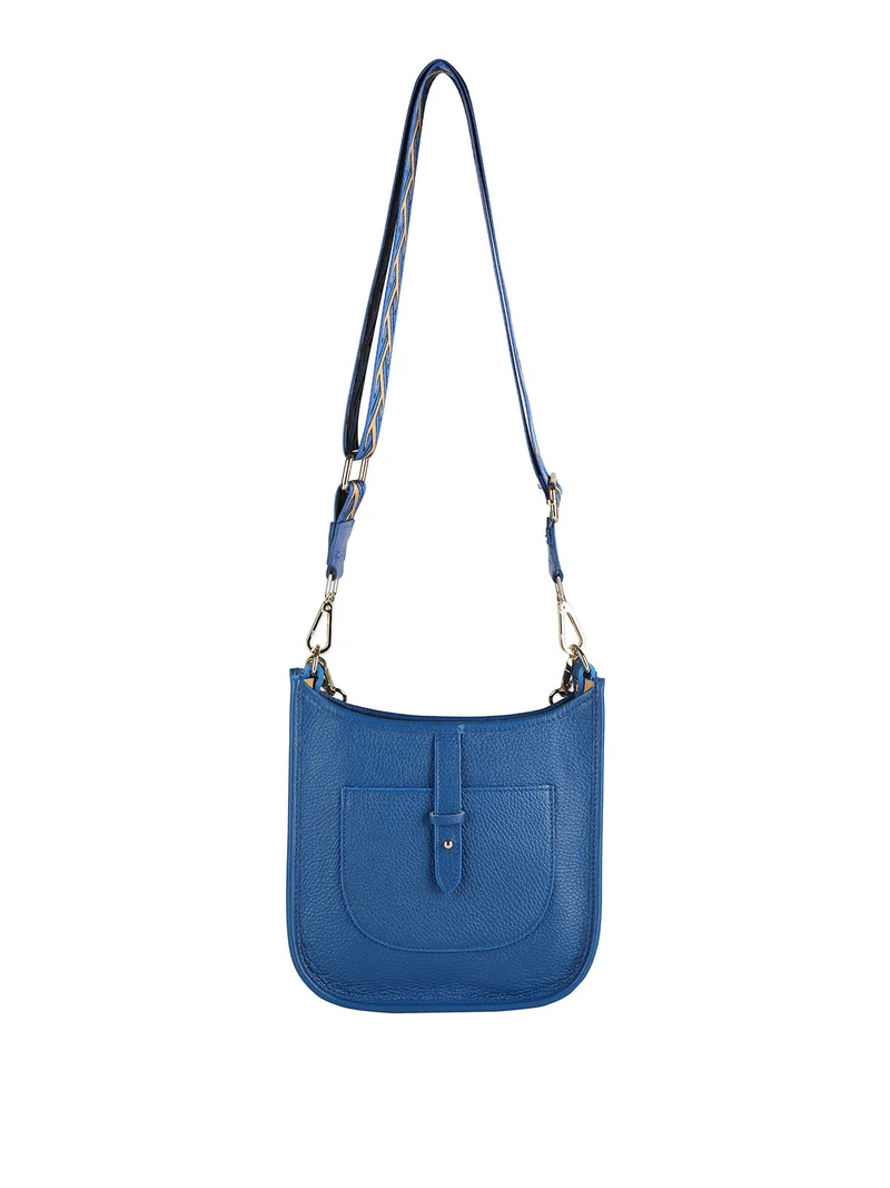 Borsetta in pelle con catena da donna - bluette