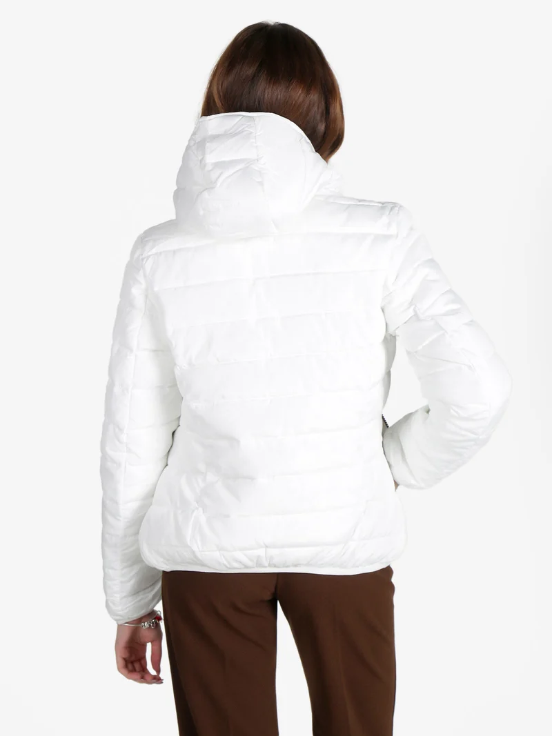 Piumino donna imbottito con cappuccio e zip - bianco