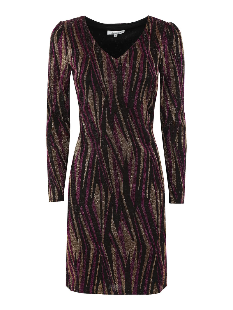 Abito donna a scollo a V con lurex - viola
