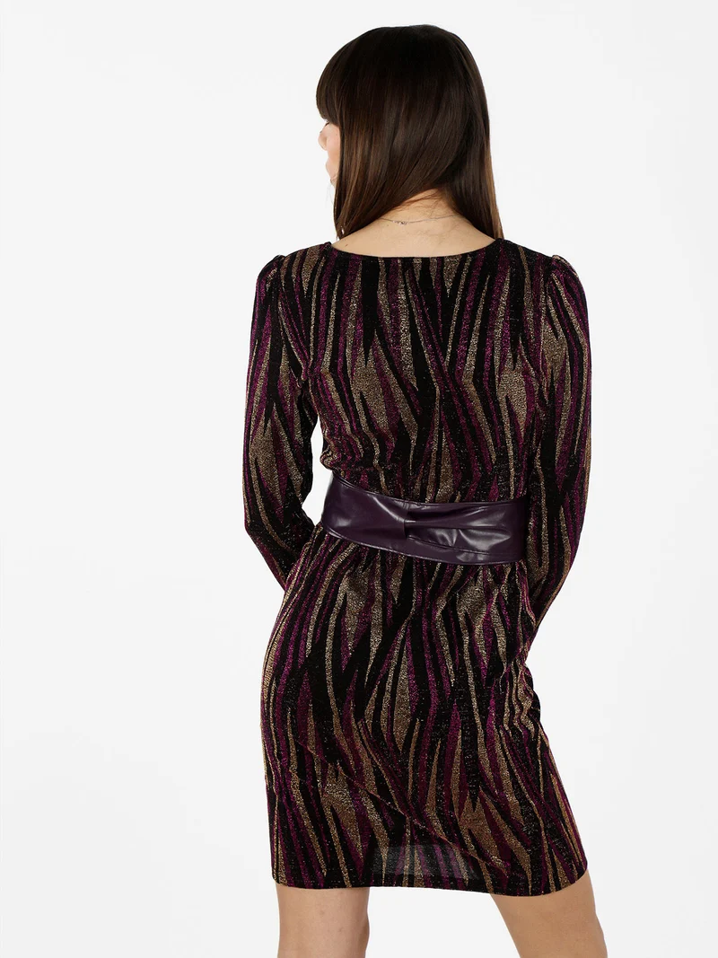 Abito donna a scollo a V con lurex - viola