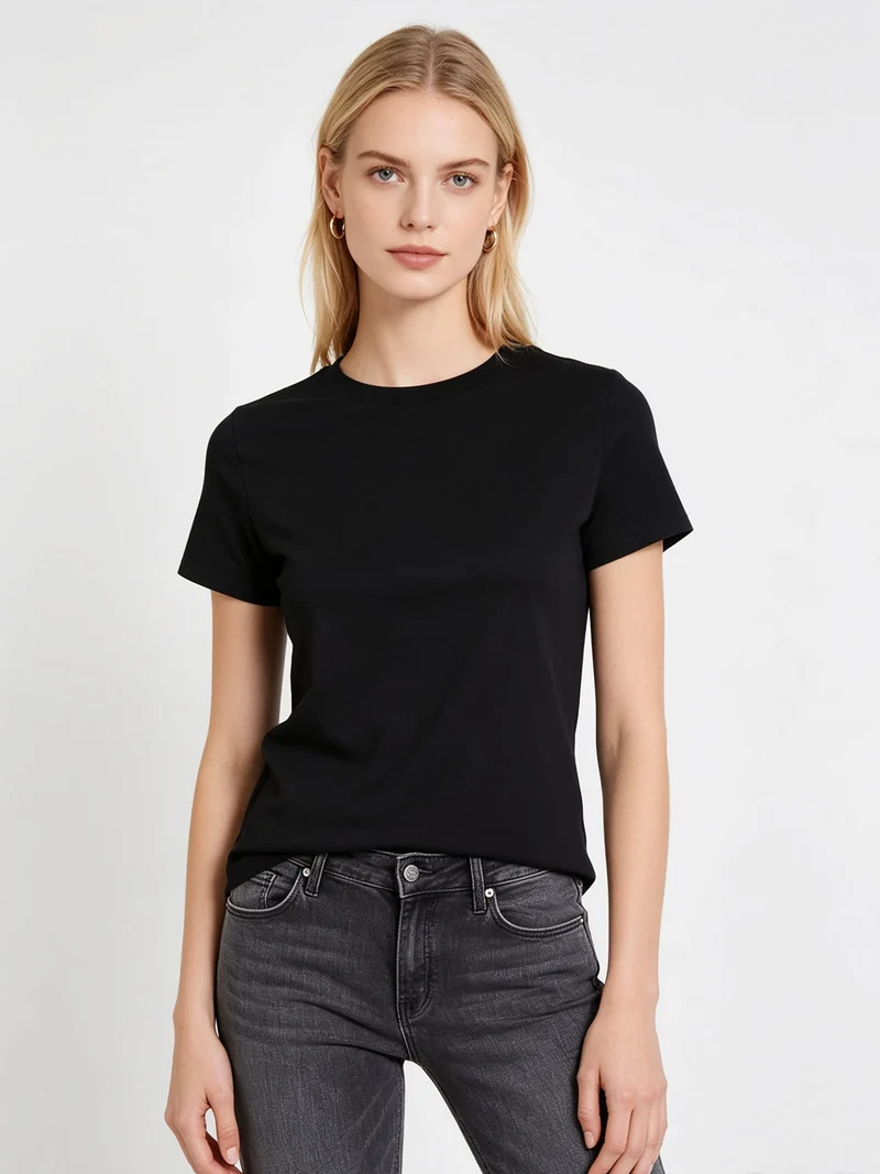T-shirt girocollo da donna - nero