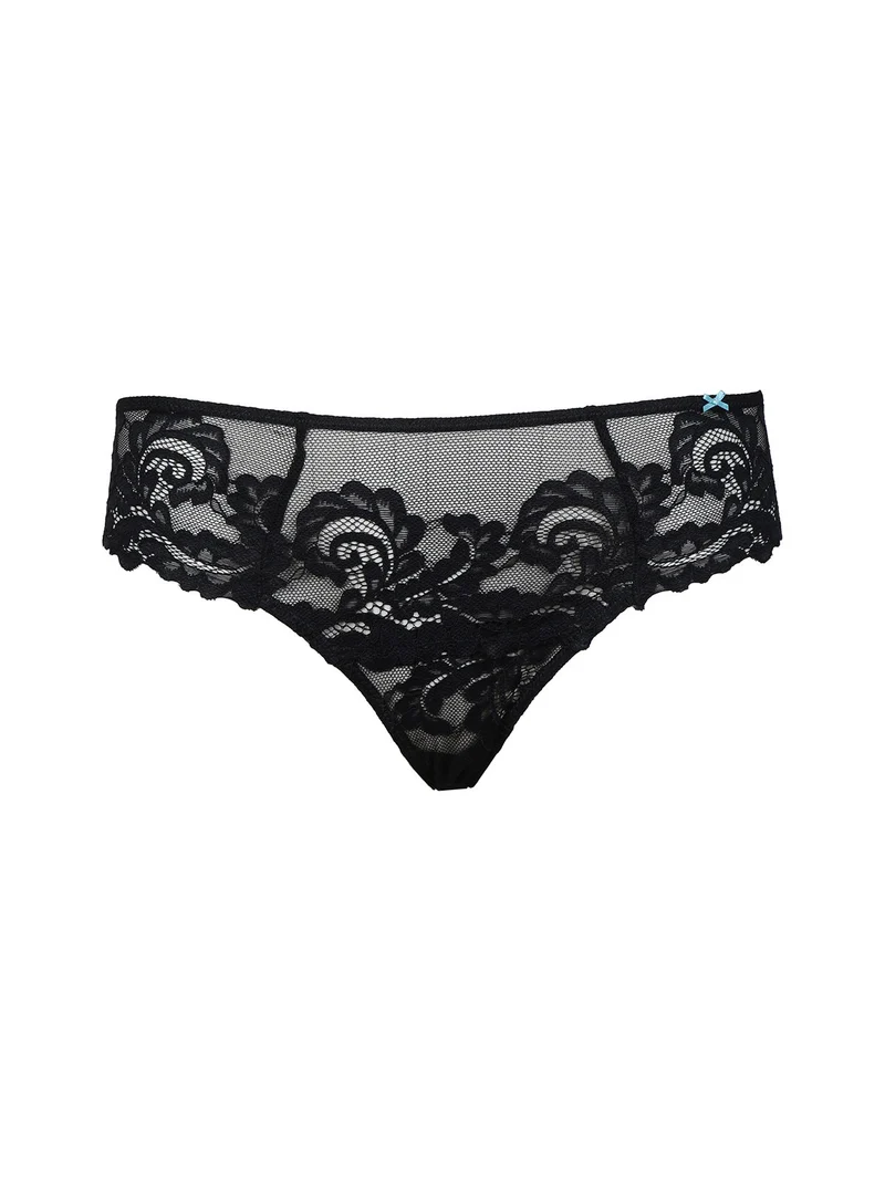 5100 Slip donna in microfibra con pizzo - nero