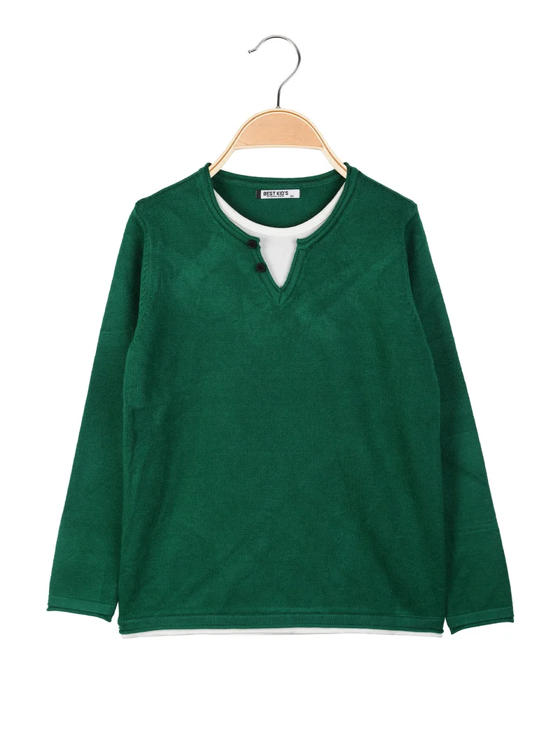 Maglia da bambino con doppio scollo - verde