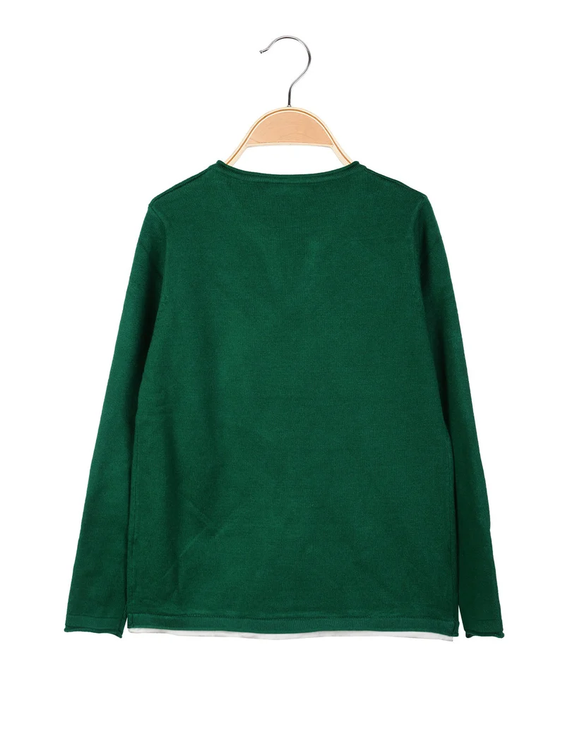 Maglia da bambino con doppio scollo - verde