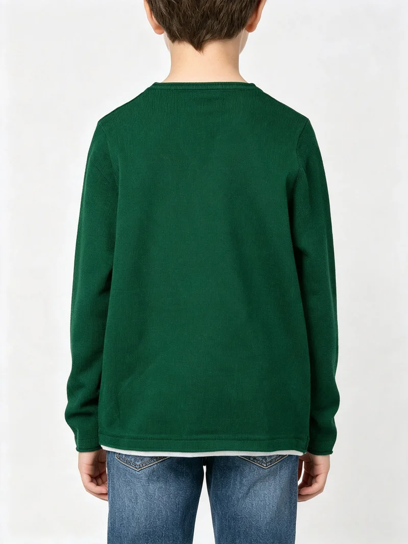 Maglia da bambino con doppio scollo - verde