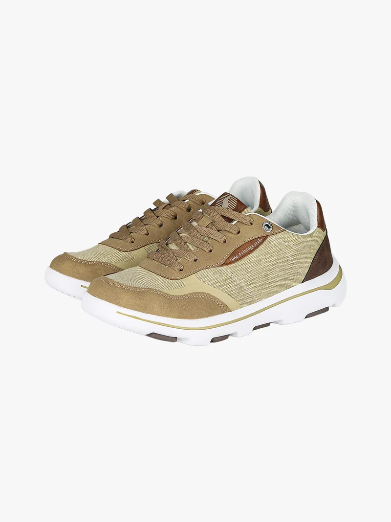 Sneakers stringate da uomo in tessuto - sabbia