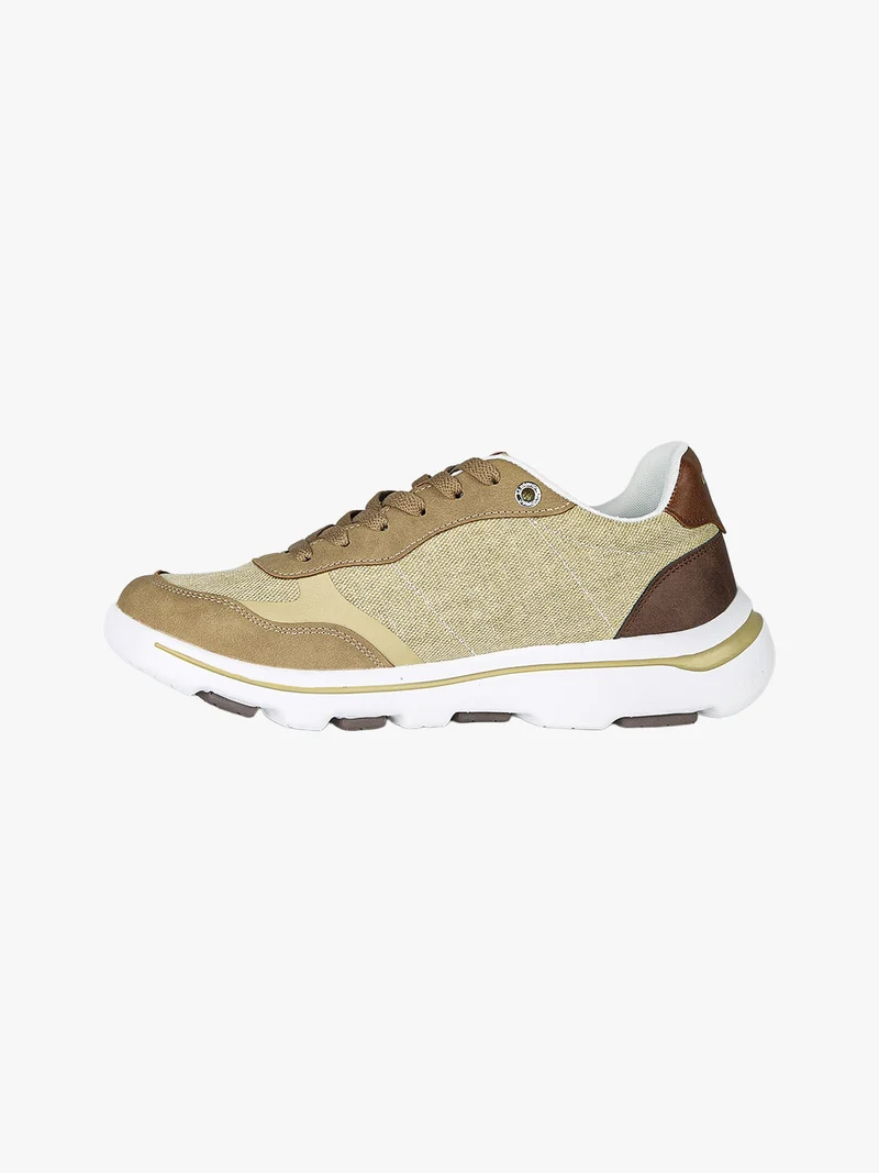 Sneakers stringate da uomo in tessuto - sabbia