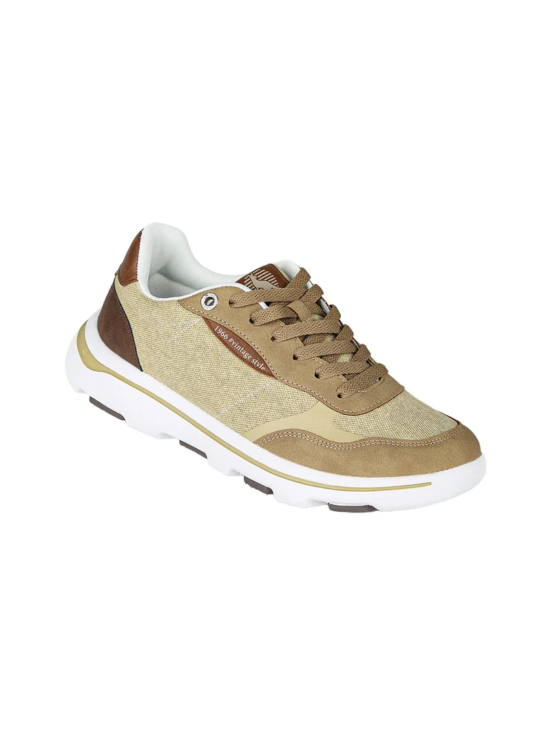 Sneakers stringate da uomo in tessuto - sabbia