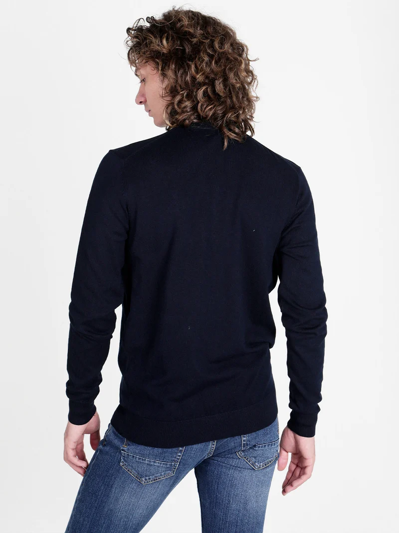 Pullover dolcevita in maglia da uomo - blu scuro
