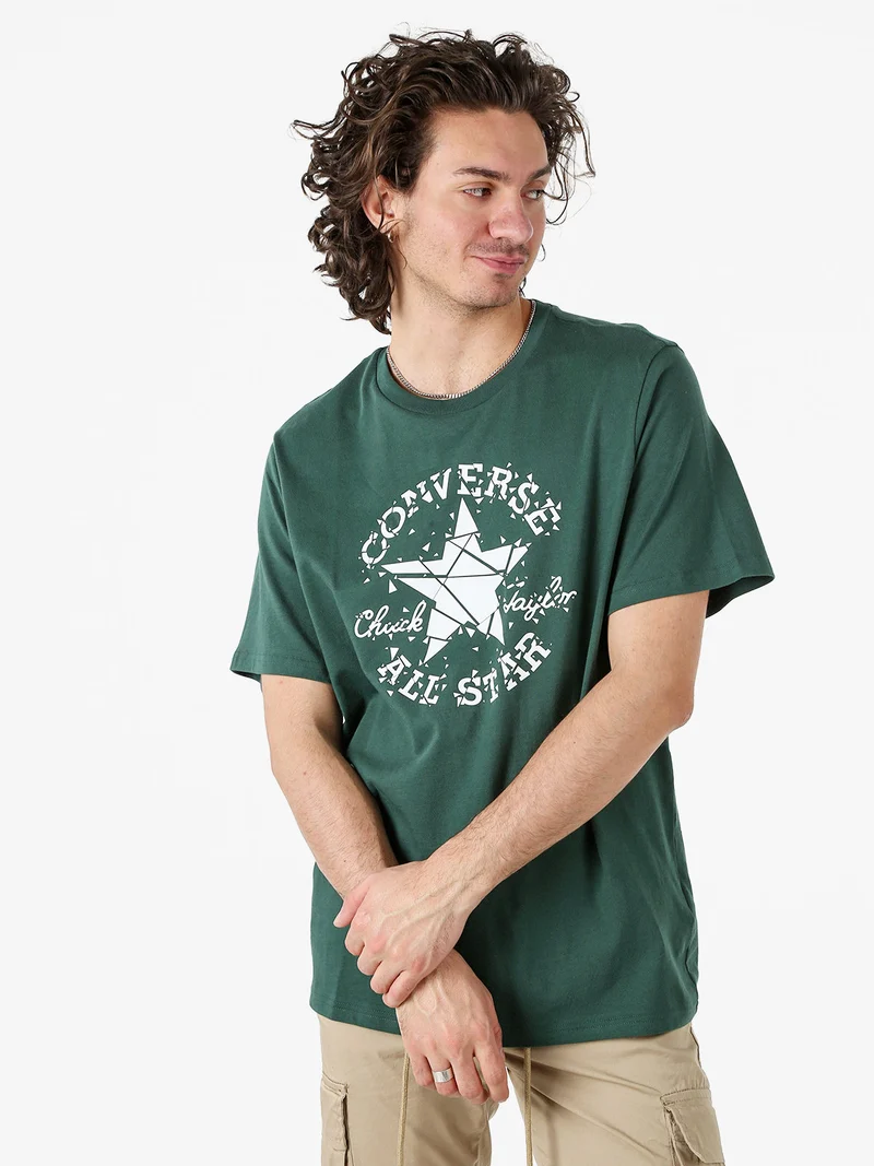BROKEN GLASS t-shirt uomo con stampa logo - verde