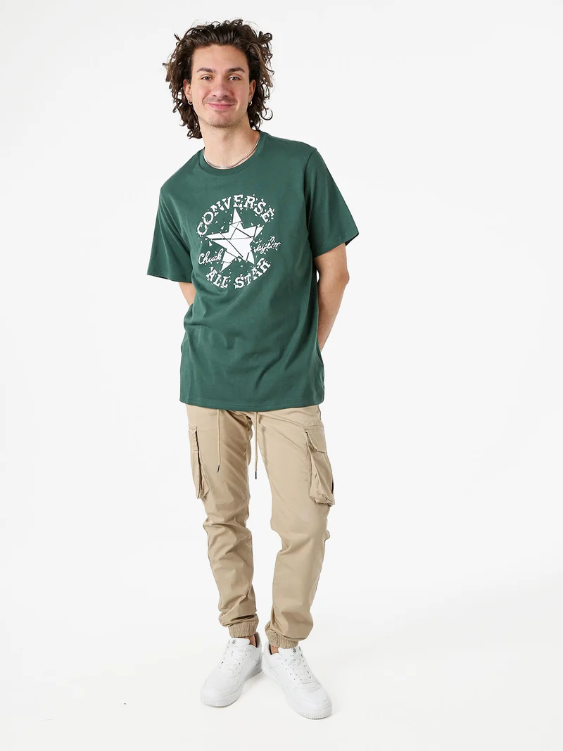 BROKEN GLASS t-shirt uomo con stampa logo - verde