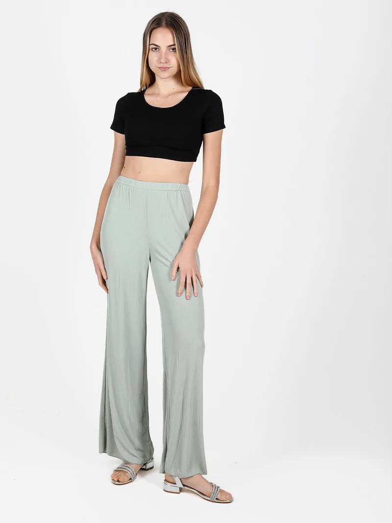 Pantaloni donna leggeri a palazzo - verde