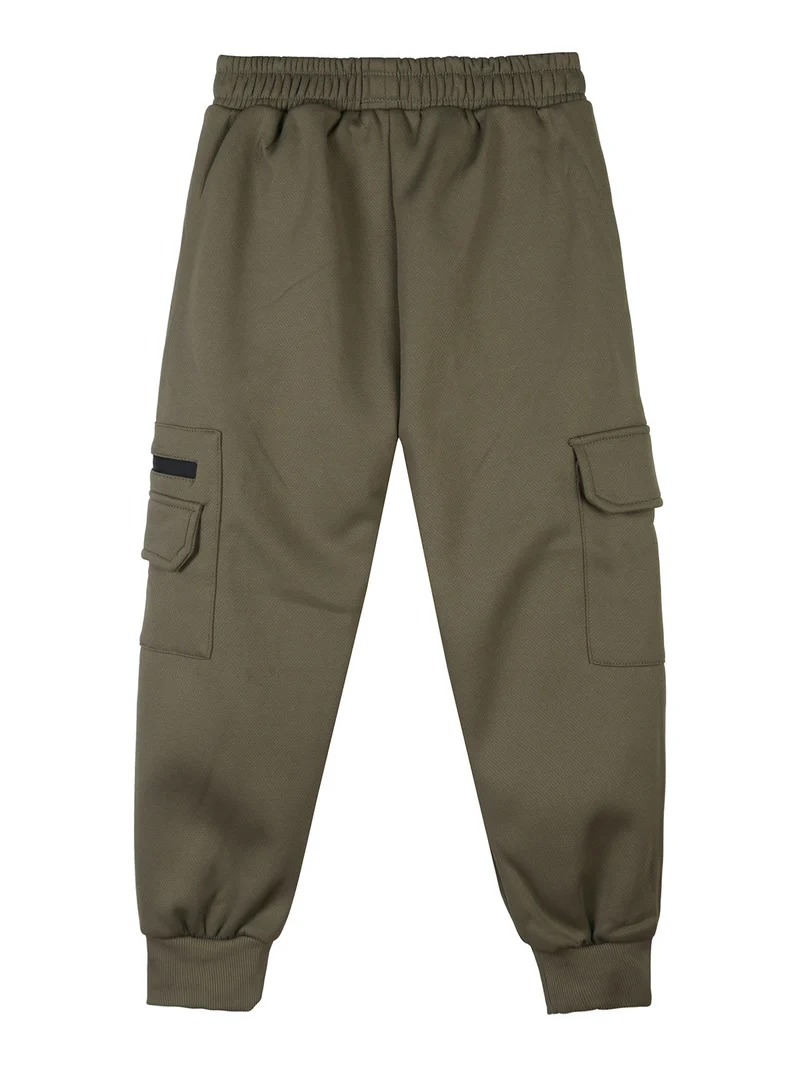 Pantaloni cargo da bambino con polsini e interno felpato - militare