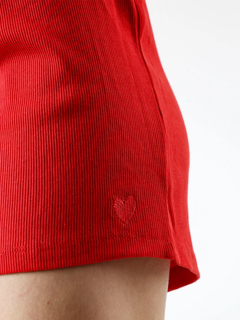 Shorts sportivi da donna a costine con coulisse - rosso