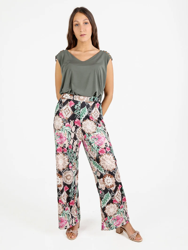 Top donna smanicato con scollo a V linea curvy - verde