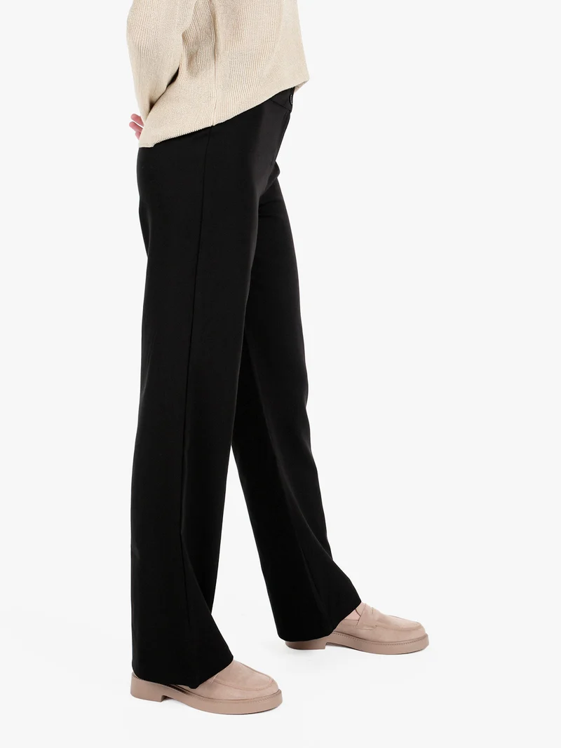 Pantaloni casual da donna a vita alta - nero
