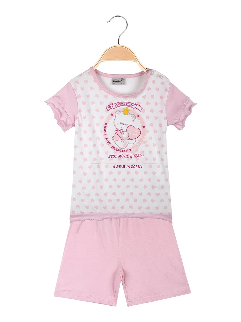 Pigiama corto da neonta in cotone - rosa
