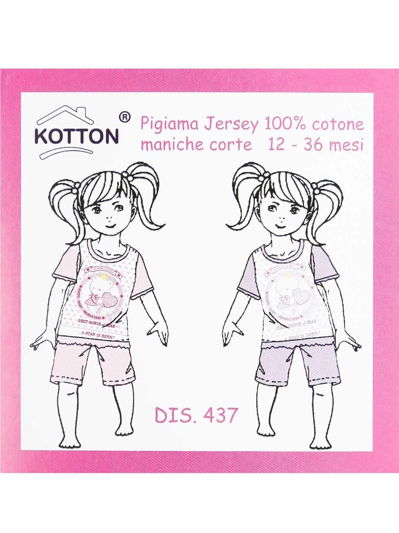Pigiama corto da neonta in cotone - rosa