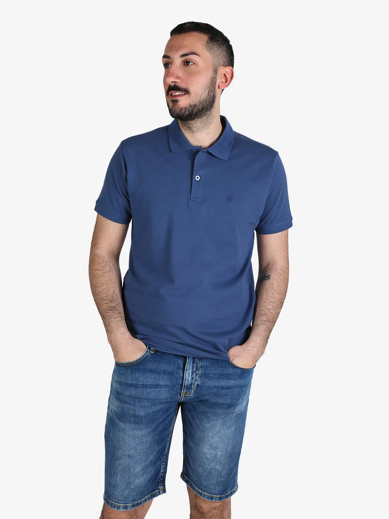 Polo da uomo in cotone a maniche corte - blu
