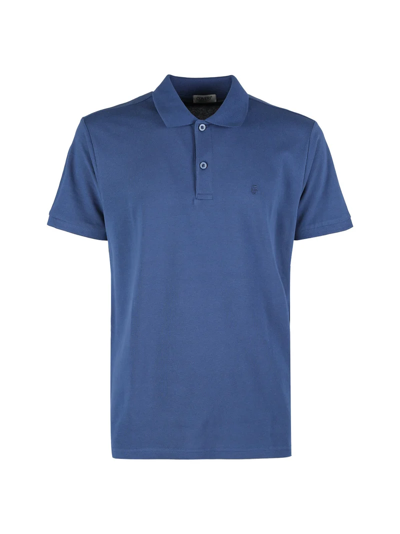 Polo da uomo in cotone a maniche corte - blu