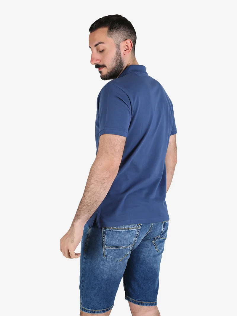 Polo da uomo in cotone a maniche corte - blu