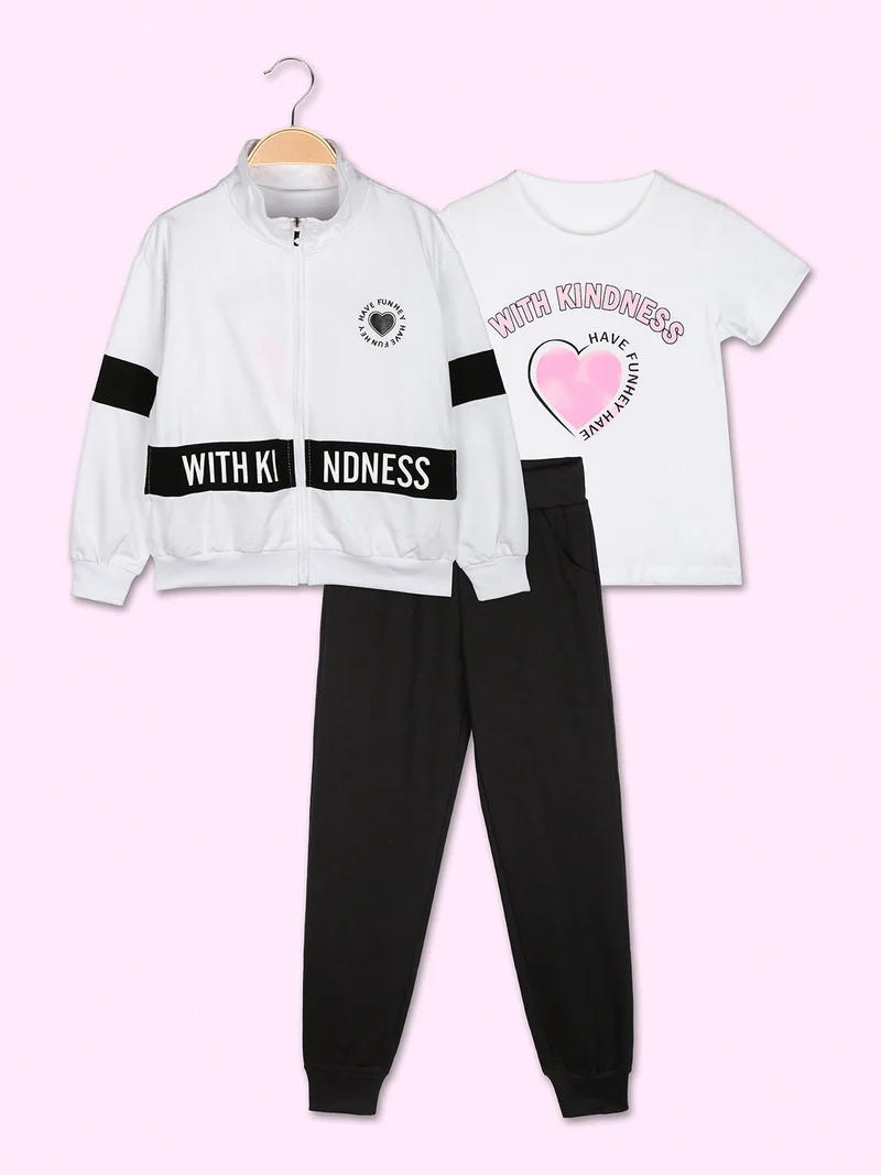 Completo tuta da ragazza 3 pezzi con zip - bianco