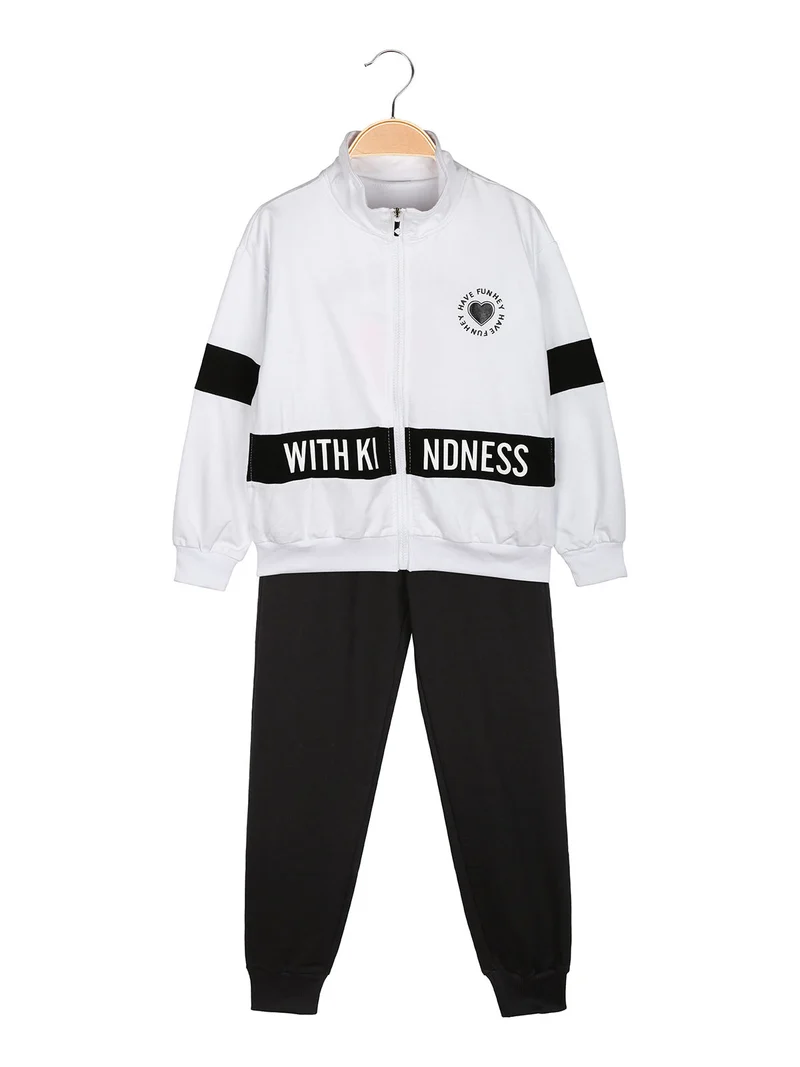 Completo tuta da ragazza 3 pezzi con zip - bianco