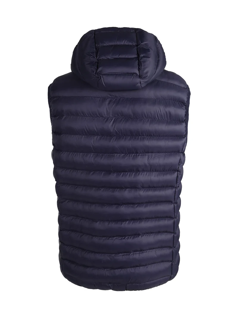 Gilet da uomo imbottito con cappuccio - blu scuro