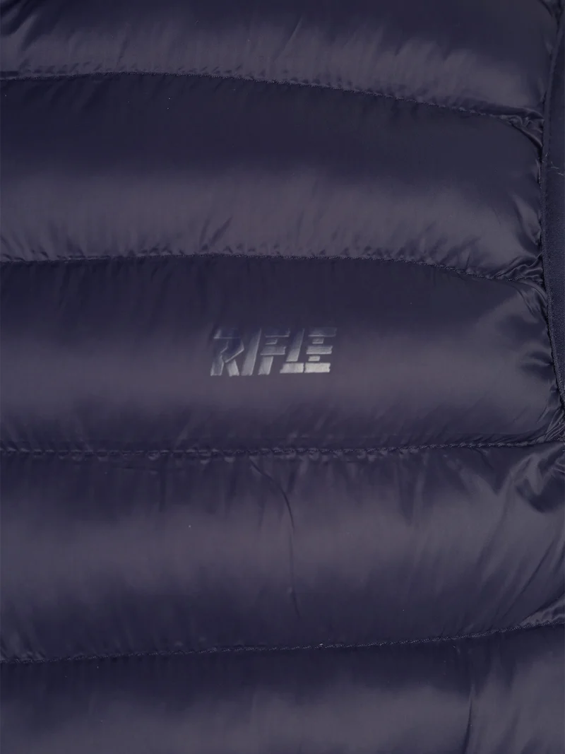 Gilet da uomo imbottito con cappuccio - blu scuro