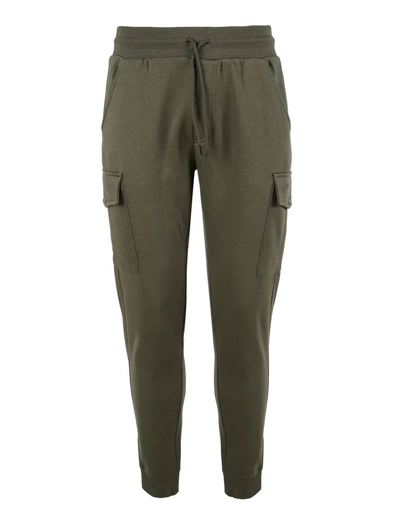 Pantaloni tuta da uomo con tasconi laterali e polsini - oliva