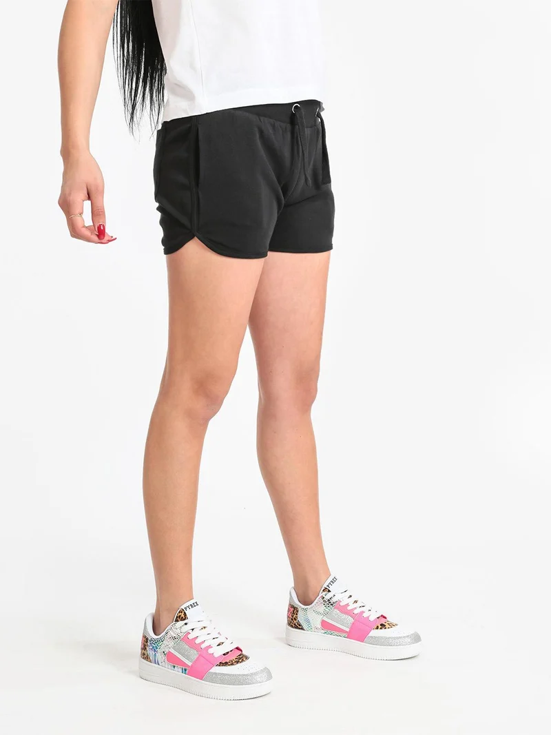 Shorts donna sportivi in felpa - nero