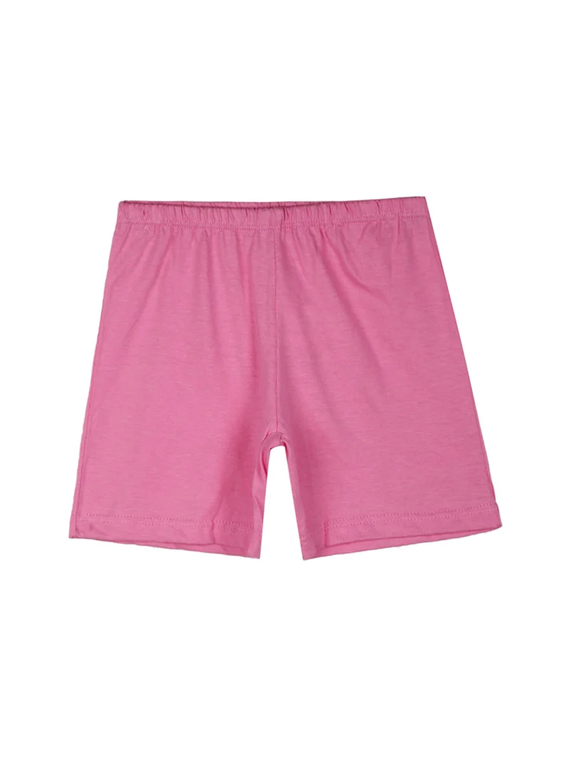 Completo corto da bambina in cotone - fucsia