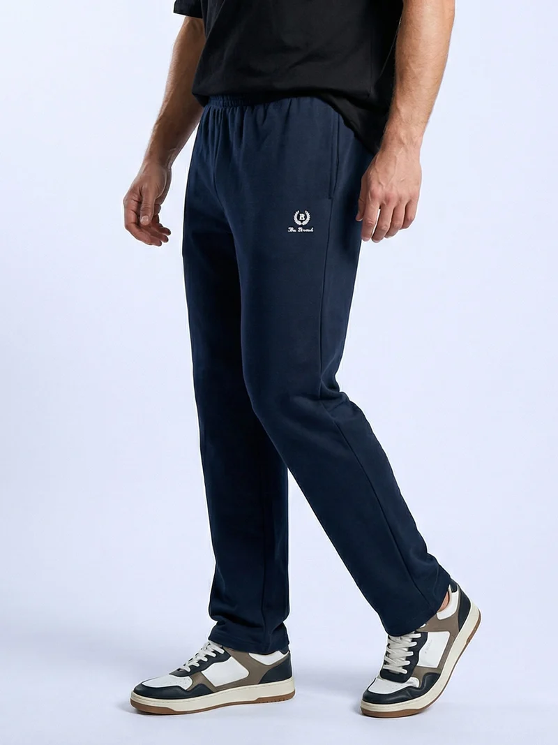 Pantaloni sportivi da uomo in cotone con coulisse - blu scuro
