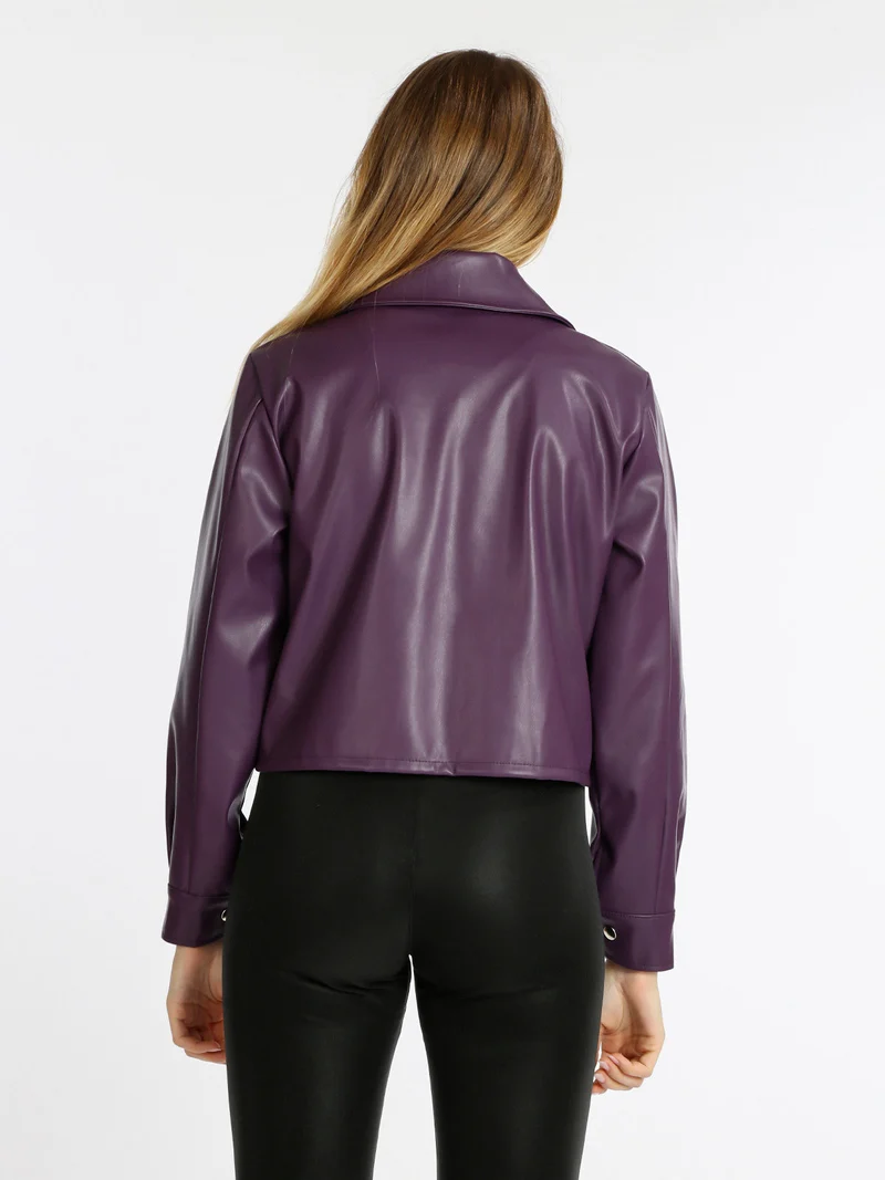 Giacca corta da donna in ecopelle - viola