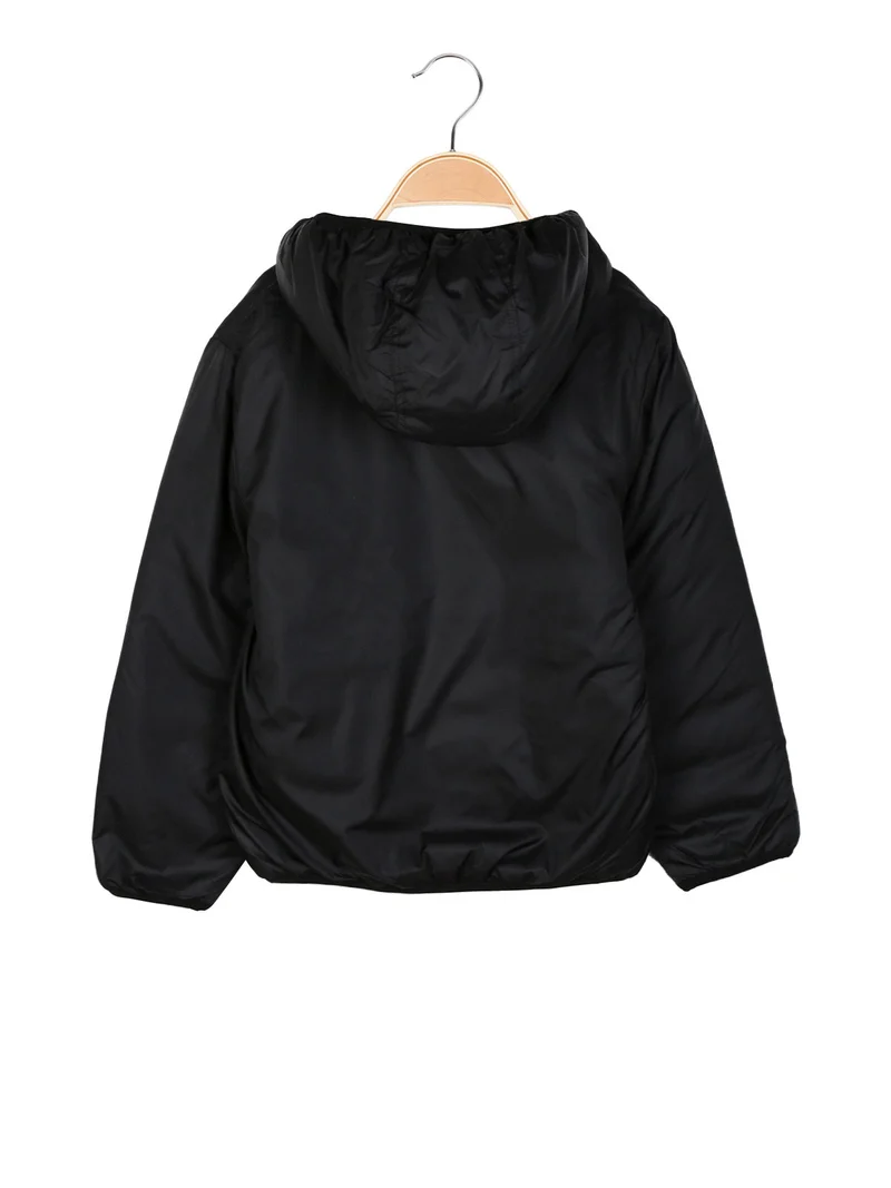 Giubbotto da bambino doubleface con cappuccio e zip - nero