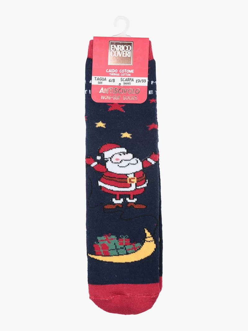 Calze antiscivolo natalizie da bambini - blu scuro