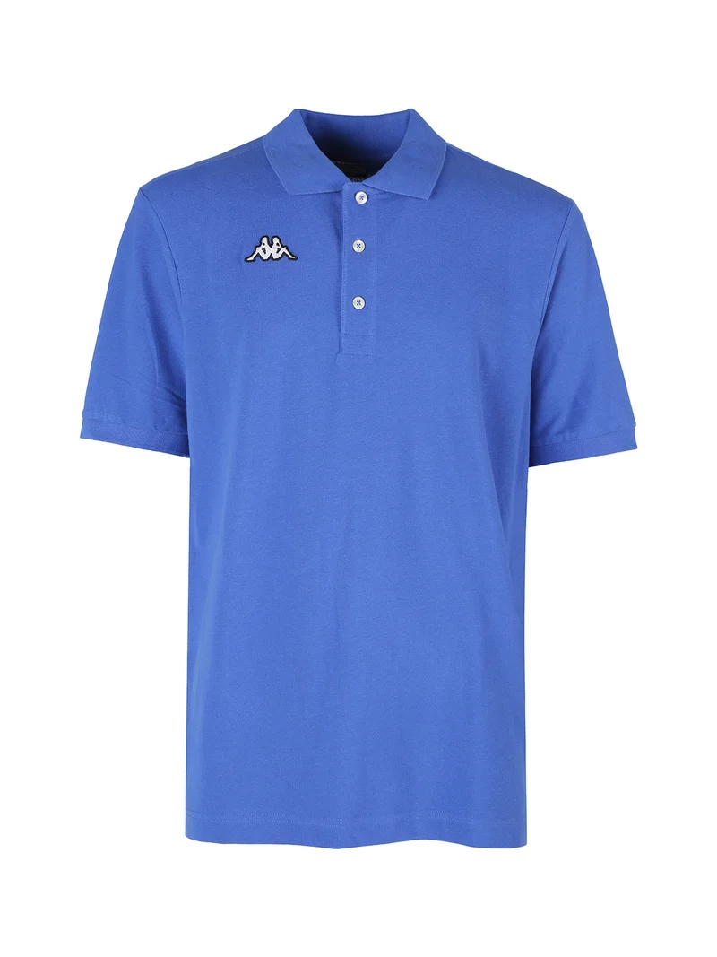Polo da uomo a maniche corte in cotone con logo - bluette