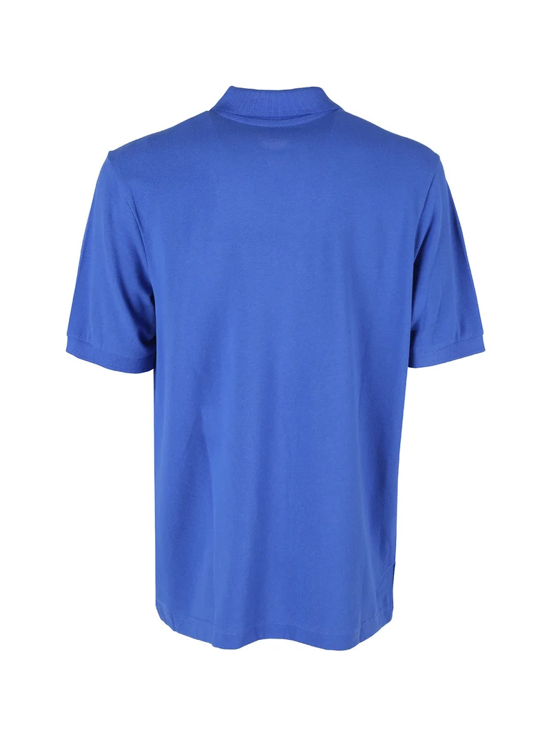 Polo da uomo a maniche corte in cotone con logo - bluette