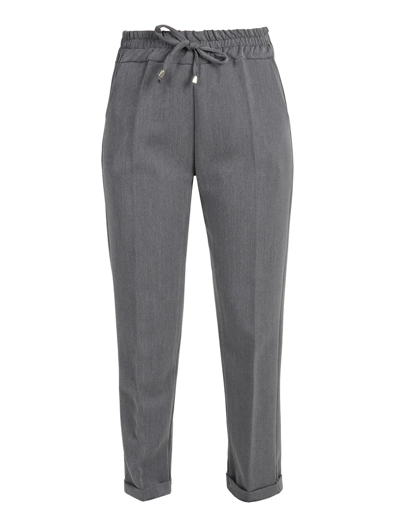 Pantaloni donna con risvolto - grigio