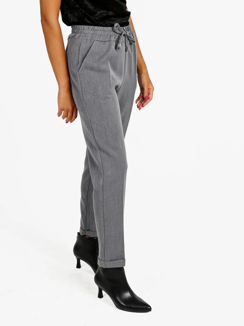 Pantaloni donna con risvolto - grigio