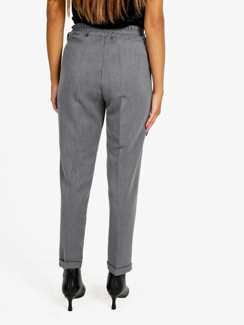 Pantaloni donna con risvolto - grigio