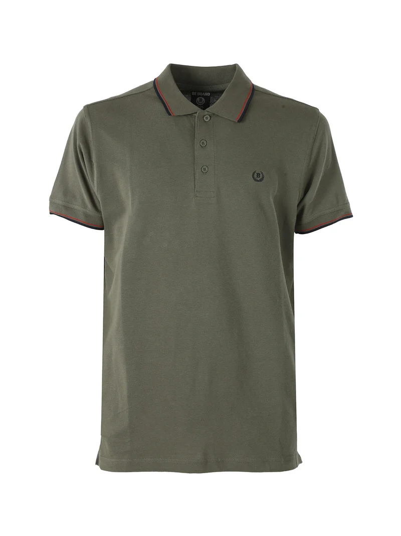 Polo in cotone da uomo a maniche corte - militare